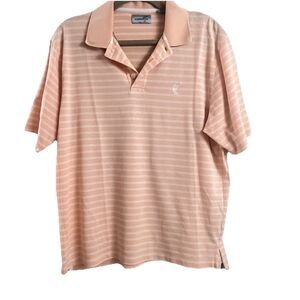 Ashworth Polo Shirt Men's Large Performance Golf 90's Office Peach White Stripe